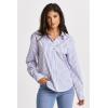imageDEAR JOHN Gaia Poplin Classic Collared Buttonup Long Sleeve Womens ShirtBlue Cocktail