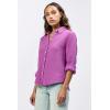 imageDEAR JOHN Gaia Poplin Classic Collared Buttonup Long Sleeve Womens ShirtCattleya Orchid