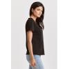 imageDEAR JOHN Vanya Short Sleeve Vee Neck Womens Slub Tee Knit Relaxed Fit ShirtBlack
