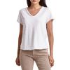 imageDEAR JOHN Vanya Short Sleeve Vee Neck Womens Slub Tee Knit Relaxed Fit ShirtWhite