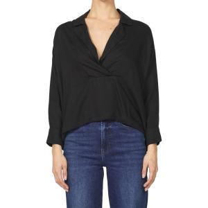 imageDEAR JOHN Adelle Top Long Sleeve Popover VNeck Relaxed Fit  Black  Medium