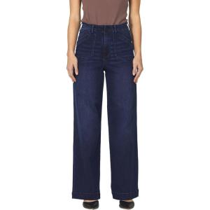 imageDEAR JOHN Audrey Wide Leg Jean Womens High Rise Denim Clean Hem Tailored Utility Pocket Pants Sleek Modern SilhouetteMoon Shade