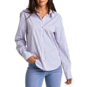 imageDEAR JOHN Gaia Poplin Classic Collared Buttonup Long Sleeve Womens ShirtBlue Cocktail
