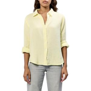 imageDEAR JOHN Gaia Poplin Classic Collared Buttonup Long Sleeve Womens ShirtPale Lime Yellow