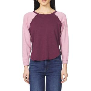 imageDEAR JOHN Kira Top Womens Relaxed Fit Long Sleeve Raglan Crew Neck Cotton BlouseFig Lilas