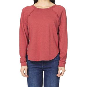 imageDEAR JOHN Kira Top Womens Relaxed Fit Long Sleeve Raglan Crew Neck Cotton BlouseRed Ochre