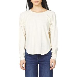 imageDEAR JOHN Kira Top Womens Relaxed Fit Long Sleeve Raglan Crew Neck Cotton BlouseWhitecap Gray