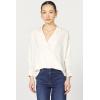imageDEAR JOHN Adelle Top Long Sleeve Popover VNeck Collared Relaxed Fit  Whitecap Gray  Small