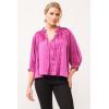 imageDEAR JOHN Anais Ruched Neck 34 Sleeve Pleated Womens TopDahila Mauve