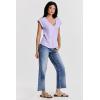 imageDEAR JOHN Uri Womens Thermal Tee Shirt Classic VNeck Cap SleeveGentle Lavender