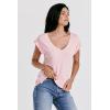 imageDEAR JOHN Uri Womens Thermal Tee Shirt Classic VNeck Cap SleevePink Diamond