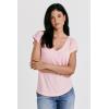 imageDEAR JOHN Uri Womens Thermal Tee Shirt Classic VNeck Cap SleevePink Diamond