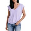 imageDEAR JOHN Uri Womens Thermal Tee Shirt Classic VNeck Cap SleeveGentle Lavender
