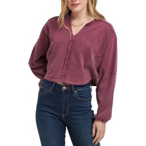 imageDEAR JOHN Amari Womens Top Oversized Relaxed Fit VNeck Long SleevePlum Berry