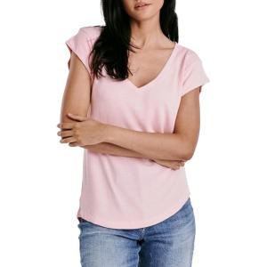 imageDEAR JOHN Uri Womens Thermal Tee Shirt Classic VNeck Cap SleevePink Diamond