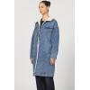 imageDEAR JOHN Dallas Long Jacket Womens Button Front Sherpa Collar Oversized Stretch Denim CoatPool Wave
