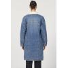 imageDEAR JOHN Dallas Long Jacket Womens Button Front Sherpa Collar Oversized Stretch Denim CoatPool Wave