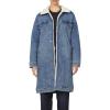 imageDEAR JOHN Dallas Long Jacket Womens Button Front Sherpa Collar Oversized Stretch Denim CoatPool Wave