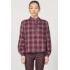 imageDEAR JOHN Chantra Long Sleeve Top Womens Relaxed Fit Henley Ruffle Plaid BlouseFig Plaid