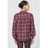 imageDEAR JOHN Chantra Long Sleeve Top Womens Relaxed Fit Henley Ruffle Plaid BlouseFig Plaid
