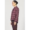imageDEAR JOHN Chantra Long Sleeve Top Womens Relaxed Fit Henley Ruffle Plaid BlouseFig Plaid