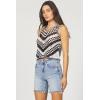 imageDEAR JOHN Madeira Novelty Womens Top  Size Large  Black Iris Stripe