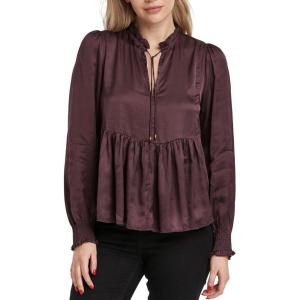 imageDEAR JOHN Jewel Womens Top Relaxed Fit VNeck Long SleeveMidnight Plum