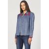 imageDEAR JOHN Nasrin Shirt Womens Embroidered Long Sleeve ButtonUp Cotton Classic Fit BlouseIndependence Blue