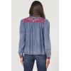 imageDEAR JOHN Nasrin Shirt Womens Embroidered Long Sleeve ButtonUp Cotton Classic Fit BlouseIndependence Blue