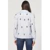 imageDEAR JOHN Nasrin Shirt Womens Embroidered Long Sleeve ButtonUp Cotton Classic Fit BlouseMilky Blue