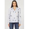 imageDEAR JOHN Nasrin Shirt Womens Embroidered Long Sleeve ButtonUp Cotton Classic Fit BlouseMilky Blue