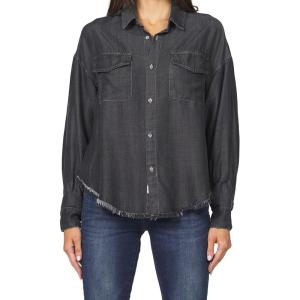 imageDEAR JOHN Adrianna Shirt Long Sleeve Oversized Button Up Polished Silhouette  Ash Tencel  Medium
