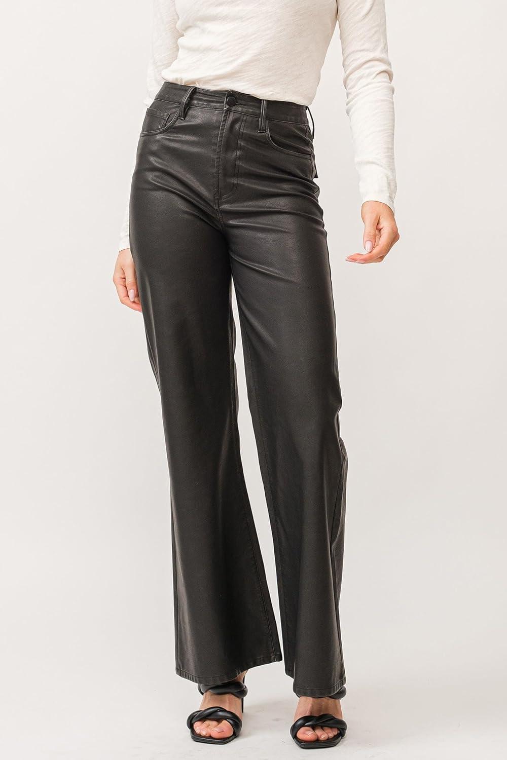 imageDEAR JOHN Fiona Womens Pants Wide Leg High RiseSmoked Charcoal Vegan Leather