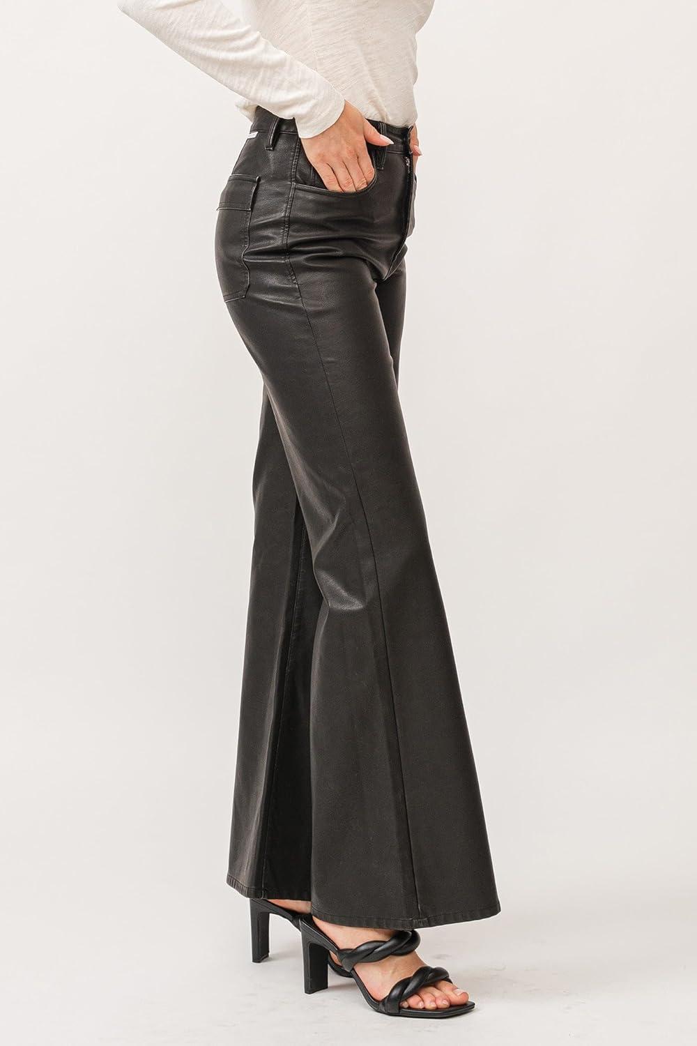 imageDEAR JOHN Fiona Womens Pants Wide Leg High RiseSmoked Charcoal Vegan Leather