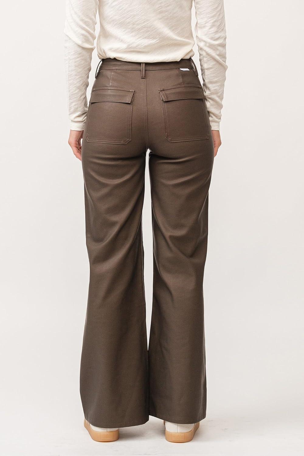 imageDEAR JOHN Fiona Womens Pants Wide Leg High RiseToasted Coconut Vegan Leather