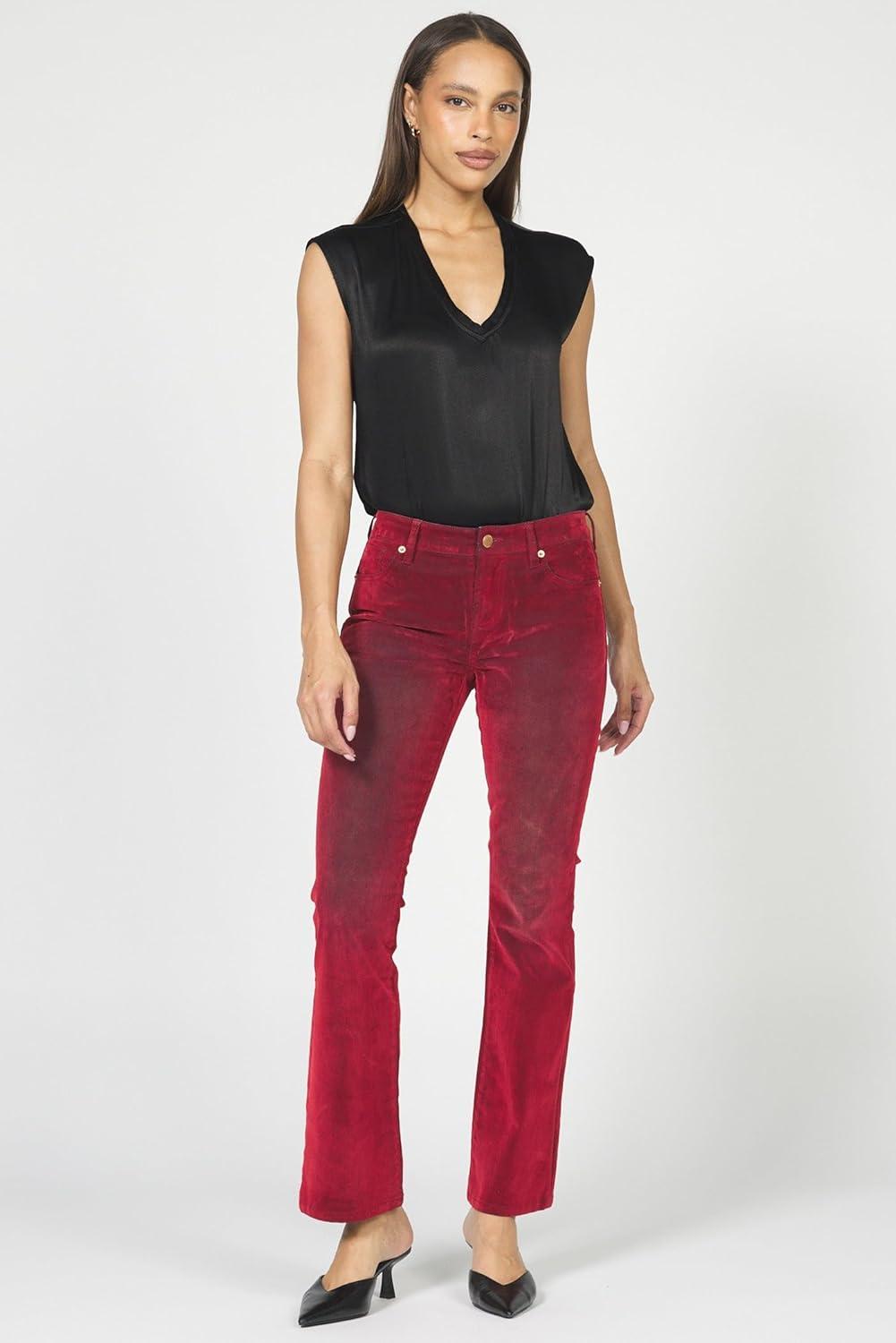 imageDEAR JOHN Jaxtyn Bootcut Jean Womens Mid Rise Denim Jeans Comfort StretchCherry Red