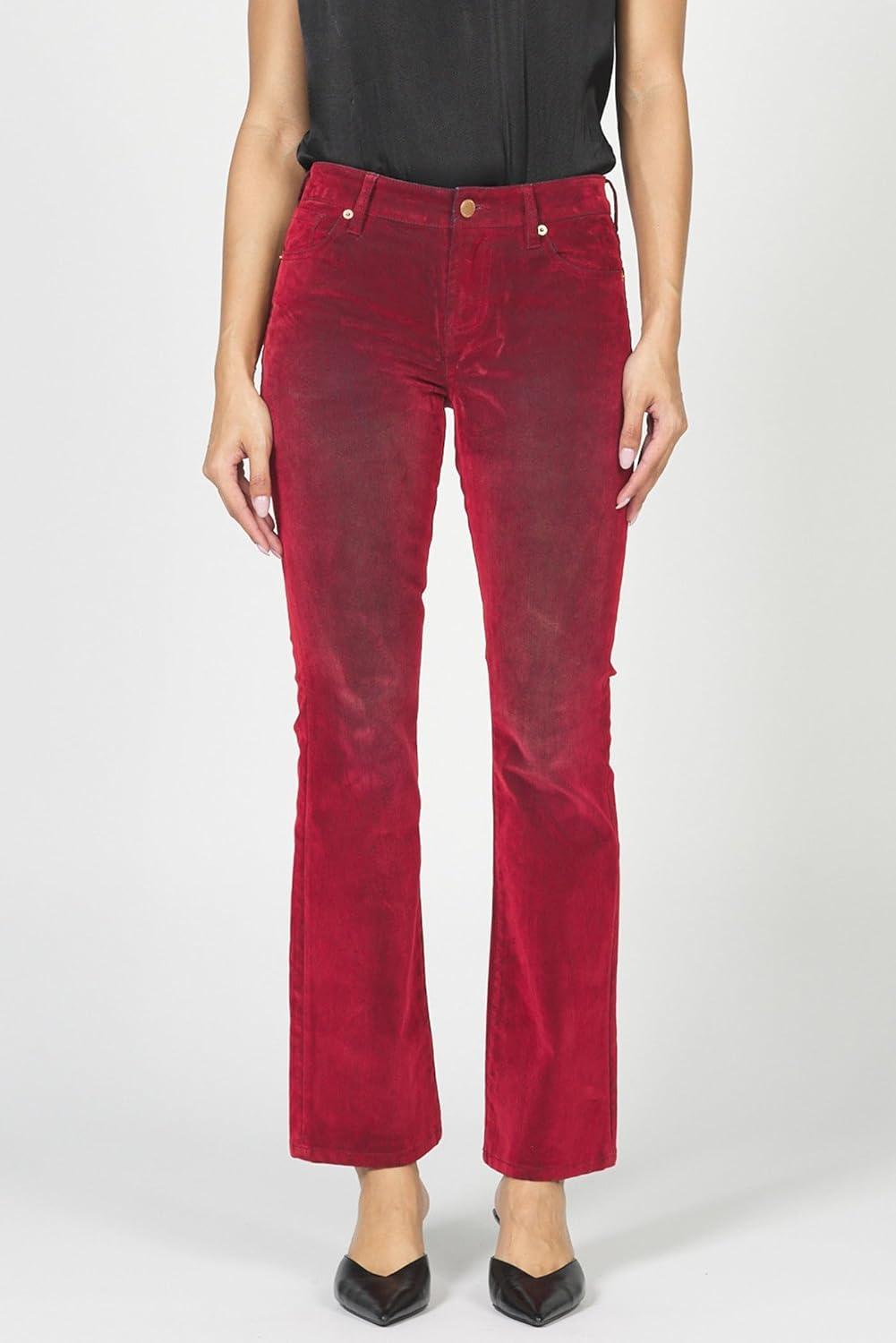 imageDEAR JOHN Jaxtyn Bootcut Jean Womens Mid Rise Denim Jeans Comfort StretchCherry Red