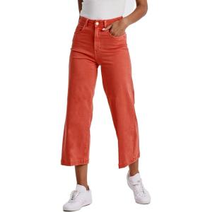 imageDEAR JOHN Audrey Wide Leg Jeans Womens High Rise Cropped Color Denim Comfort Stretch Clean Hem Utility Inspired Tailored FitRadient Red