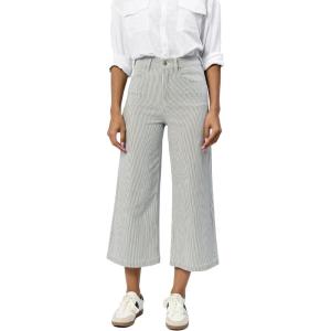 imageDEAR JOHN Audrey Wide Leg Jeans Womens High Rise Cropped Color Denim Comfort Stretch Clean Hem Utility Inspired Tailored FitRailroad Grey