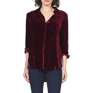 imageDEAR JOHN Galina Shirt Womens Long Sleeve ButtonUp Embroidered Blouse Relaxed Fit Versatile Layering TopBeaujolais