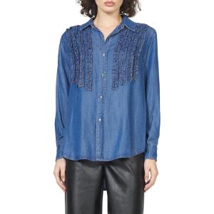 imageDEAR JOHN Galina Shirt Womens Long Sleeve ButtonUp Embroidered Blouse Relaxed Fit Versatile Layering TopFemma