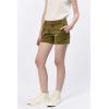 imageDEAR JOHN Hampton Casual Shorts Womens Low Rise Cuffed Hem Stretch Twill Shorts Tailored Trouser FitOlive Branch