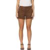 imageDEAR JOHN Hampton Casual Shorts Womens Low Rise Cuffed Hem Stretch Twill Shorts Tailored Trouser FitBrownie