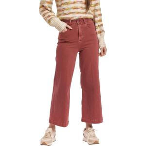 imageDEAR JOHN Audrey Wide Leg Jeans Womens High Rise Cropped Color Denim Comfort Stretch Clean Hem Utility Inspired Tailored FitIntense Rust