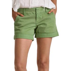 imageDEAR JOHN Hampton Casual Shorts Womens Low Rise Cuffed Hem Stretch Twill Shorts Tailored Trouser FitNephrite
