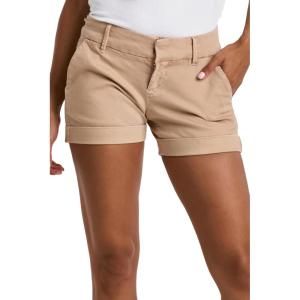 imageDEAR JOHN Hampton Casual Shorts Womens Low Rise Cuffed Hem Stretch Twill Shorts Tailored Trouser FitTimeless Taupe