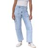 imageDEAR JOHN Lasso Barrel Fit Jeans Womens High Rise Cropped Baggy Comfort Stretch Clean Hem Cargo Pocket DenimTejano Blue