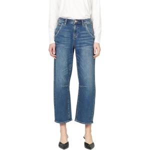 imageDEAR JOHN Lasso Barrel Fit Jeans Womens High Rise Cropped Baggy Comfort Stretch Clean Hem Cargo Pocket DenimBlue Mix