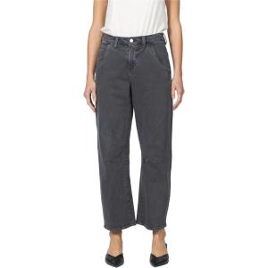 imageDEAR JOHN Lasso Barrel Fit Jeans Womens High Rise Cropped Baggy Comfort Stretch Clean Hem Cargo Pocket DenimCharcoal