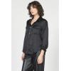 imageDEAR JOHN Adrianna Satin Stripe Shirt Womens Oversized Button Down Long Sleeve Relaxed Fit BlouseBlack